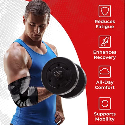 Nordic Lifting Elbow Compression Sleeves for Weightlifting and Fitness - size: Large