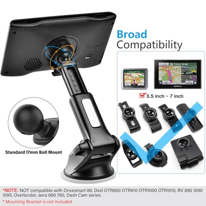 GPS Suction Cup Mount for Garmin [Quick Extension Arm], Replacement GPS Dash Ball Mount Dashboard Windshield Car Holder for Garmin Nuvi Dezl Drive Drivesmart Zumo Driveassist DriveLuxe RV - color: 1-Pack