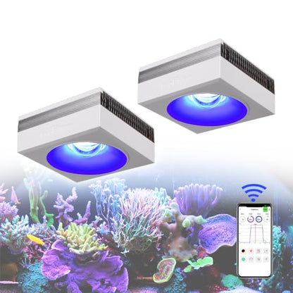 RL90 Full Spectrum LED Reef Aquarium Lighting for Saltwater Reef Aquarium, for 48inch 120cm 4ft SPS LPS Reef Coral Tank, App Control (2 RL90FS with Hang kit) - size: 2 RL90FS with hang kit