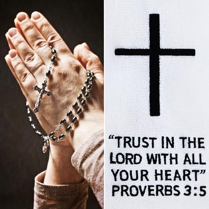 Christian Cross Football Towel, White Cotton Football Field Quarterback Towels,Football Accessories Sports Towel for Men, Youth, Boys, Adults - color: Proverbs 3:5(white）