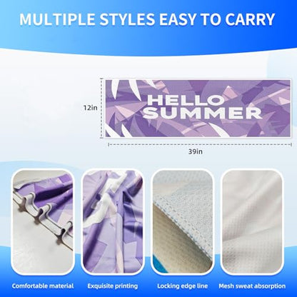 Cooling Sports Towel 39"X11.8" Cold Feeling Towel for Gym Fitness Running Yoga Pilates Soft Quick Dry Breathable Lightweight Camping Towel Summer Hiking Climbing Workout Essentials(Purple) - color: Purple