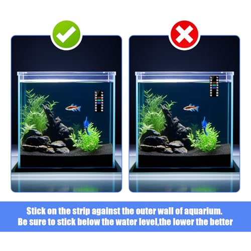 AQUANEAT 6 PCS Aquarium Thermometer Strips, Fish Tank Thermometer Sticker, Terrarium Water Temperature Test (1.58" x 0.67")