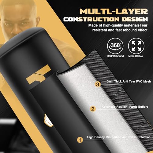 Heavy Boxing Bag with Stand for Adult Teens, Freestanding Inflatable Punching Bag with Gloves, Men Women Stand Kickboxing Boxing Set for Martial Arts MMA Home Gym Exercise Training Equipment