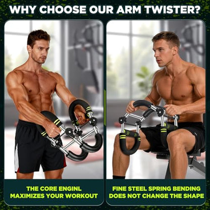 Twister Arm Trainer with Grip Strength Trainer, 20-270lbs 9-Level Adjustable Chest Workout Equipment, Arm Trainer for Men Women, Home Gym Strength Trainer, Chest and Arm Exerciser - color: Green