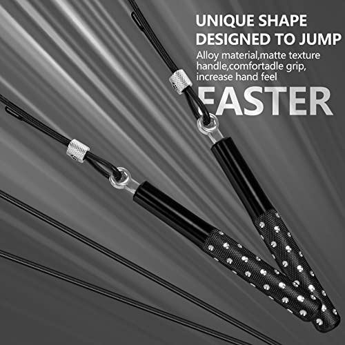 Jump Rope, Wastou Speed Jumping Rope for Training Fitness Exercise, Adjustable Adults Workout Skipping Rope for Men, Women, Kids, Girls - color: Black-B