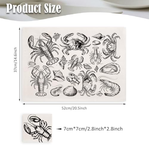 SUPERDANT 4PCS Ocean Shellfish Underglaze Paper Transfer Lobster Crab Transfer Papers for Clay Ceramic Porcelain Under Glaze Transfers for Pottery Enamel Decals Black Underglaze Handcrafted Gifts