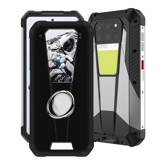 for Unihertz 8849 Tank 3 Pro Case with 360 Degree Rotation Finger Ring Kickstand, Black Shockproof Silicone Cover Ultra-Thin Soft TPU Bumper Phone Case for Unihertz 8849 Tank 3 Pro (6.79")