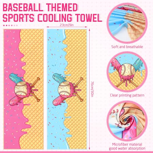 FuWeave 24 Pcs Ice Cream Baseball Cooling Towels Gifts 30 x 9 Inch - color: Baseball 2, size: 30 x 9 inches