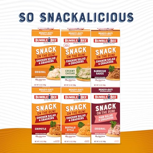 Bumble Bee Snack On The Run! Protein Snack Pack - Original Chicken Salad with Crackers - 10g Protein per Box - Ready to Eat Easy-Open Canned Chicken Salad (Pack of 12)