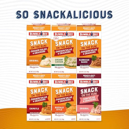 Bumble Bee Snack On The Run! Protein Snack Pack - Original Chicken Salad with Crackers - 10g Protein per Box - Ready to Eat Easy-Open Canned Chicken Salad (Pack of 12)