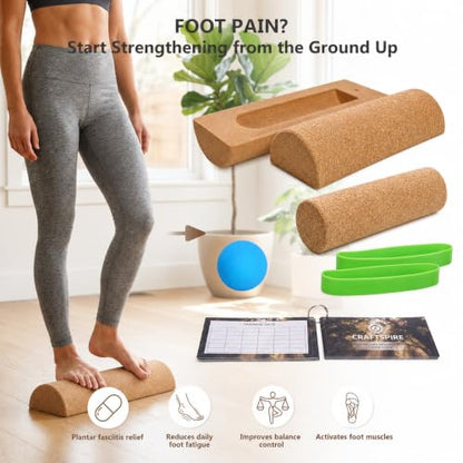 Cork Balance Board 4-in-1 Foot and Ankle Strengthener Kit