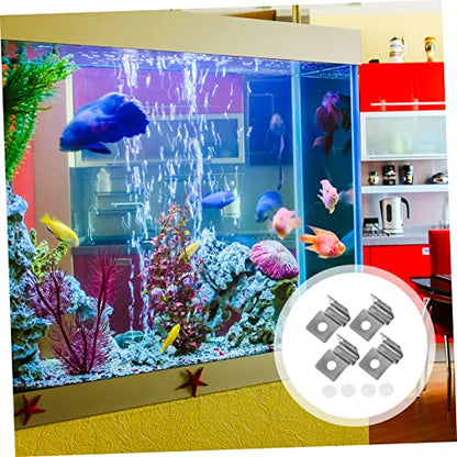 4pcs Aquarium Cover Clips Glass Lid Brackets for Fish Tank Easy Install Holders Securely Prevent Fish from Falling Compatible Various Tanks and Terrariums
