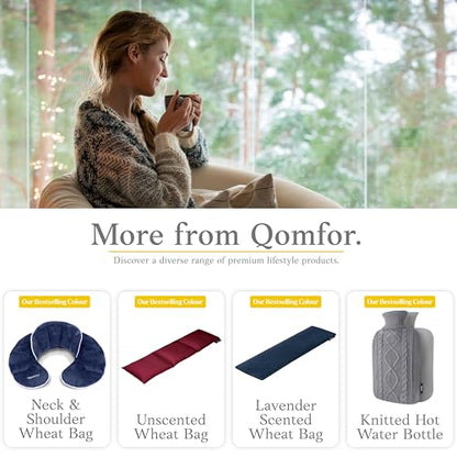 Qomfor - Microwavable Heating Pad - Burgundy - Lavender Scented Heat Pack - Therapeutic Heat Wrap for Neck, Shoulders & Period Cramps Pain Relief - Reusable Hot/Cold Therapy Bag - color: Bourgondy