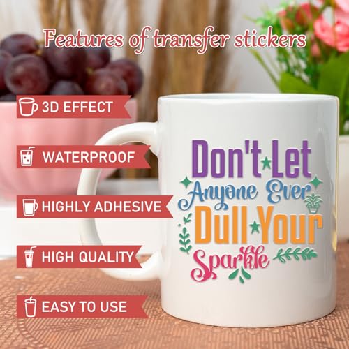 Inspirational UV DTF Stickers - 20 Sheets Motivational Quotes UV DTF Cup Wraps for 16 oz Glass, Colorful Flower Rainbow Rub on Transfer Stickers, Uvdtf Decals for Water Bottle DIY Crafts - style: Motivational Quotes