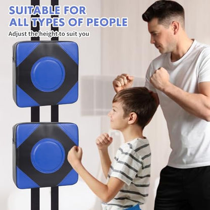 LuiceABC Wall Punching Boxing Pad, Wall Focus Target Foam, Boxing Fitness Wall Punch Bag, Leather and High Elastic Sponge Bag for Sports Training, Adjustable Height - style: Blue