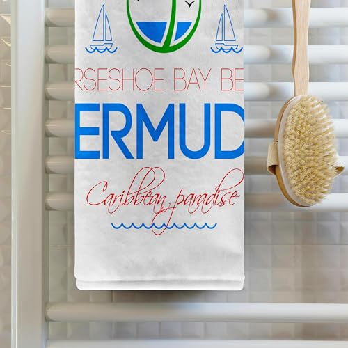 3dRose - Alexis Design - Caribbean Beaches - Horseshoe Bay Beach Bermuda Caribbean Paradise Text Decorative Images - Towels (twl-303780-1) - size: 15" x 22"