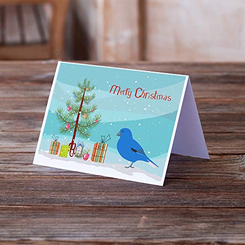 Caroline's Treasures CK4487GCA7P Bunting Merry Christmas Greeting Cards and Envelopes Pack of 8 Blank Cards with Envelopes Whimsical A7 Size 5x7 Blank Note Cards - style: Birds - Bunting