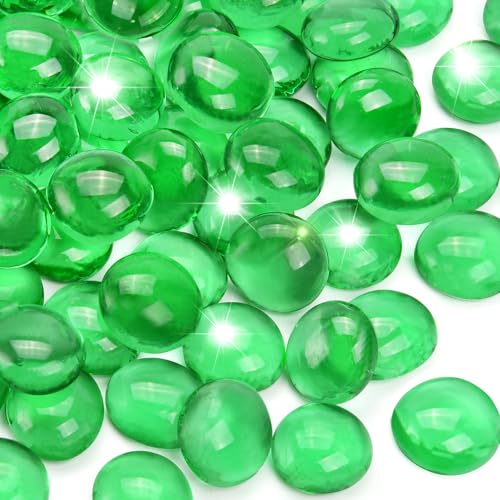 10LB Green Flat Glass Marbles for Vases, Gemstone Beads Vase Filler Decorative Glass Pebbles for Fish Tank, DIY Crafts, Aquarium Decor Rocks - color: Green, size: 10 Lb