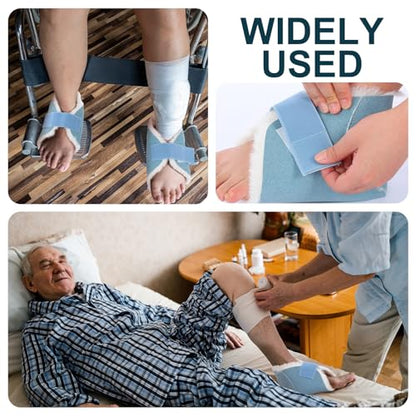 2 Pcs Sheepskin Heel Protectors for Pressure Sore Pad, Light Blue - color: Light Blue