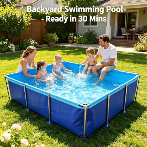 GZHERVICES Above-Ground Fish Pond (with Steel Frame and Drain Valve), Canvas Fish Pond, PVC Koi Tank, Suitable for Koi Breeding and Irrigation Water Storage (Blue)(2x1.5x0.6m) - size: 2x1.5x0.6m