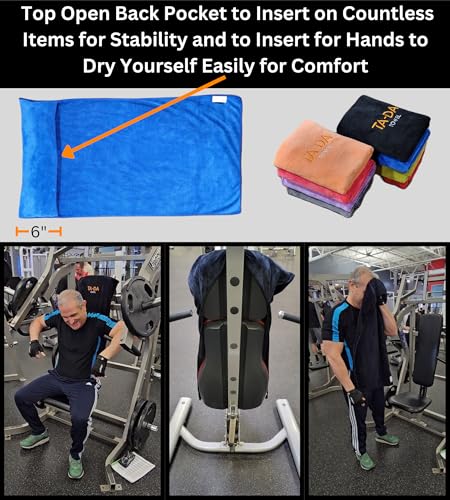 TA-DA Microfiber Towel | Back Pocket Insert on Hands and Fitness Items for Convenience. Sports Fitness Gym Workouts Yoga Pickleball Volleyball Hiking Etc. | 17" Inch X 32" Inch | 6 Pack | Blue - color: Blue