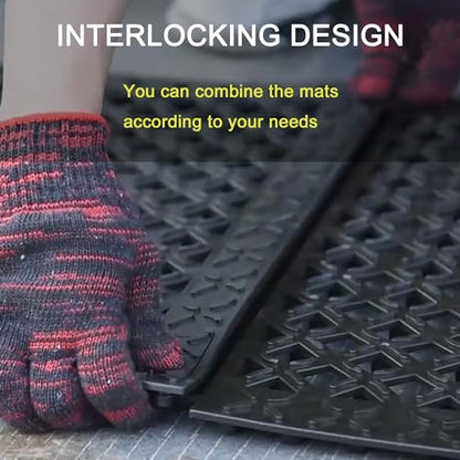 Interlocking Rubber Floor Mats 21”x21” 8 Pack - Open Grid Drainage Tiles, Non-Slip for Deck, Patio, Pool, Garage & Wet Areas
