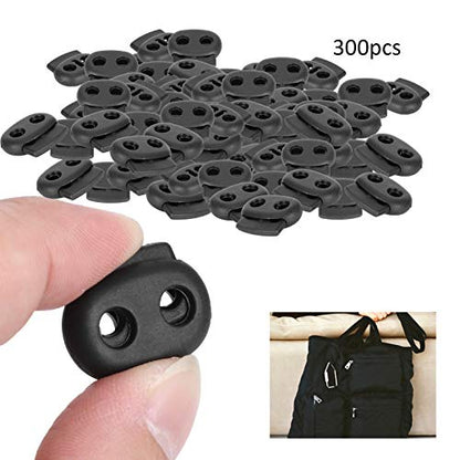 AYNEFY Double Hole Spring Cord Locks, Round Ball Plastic Spring Cord Locks End Stopper Fastener Slider Toggles for Drawstrings Sweatpants Lanyard Paracord