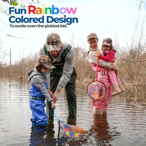 Kids Fishing Net - Extendable Telescopic Landing Net for Boy Girl Children Catching Small Fish Crab Shrimp Minnow Dragonfly Beach Pier Lake River Ocean - color: Style 1 (2 Pack, Blue + Blue)