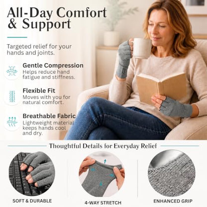 Vive Arthritis Gloves - Men, Women Rheumatoid Compression Hand Glove - color: Grey, size: X-Small