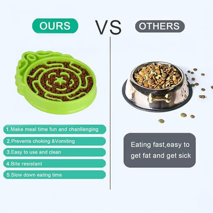 Slow Feeder Dog & Cat Bowl - Interactive Maze Puzzle Dish for Healthy Digestion, Anti-Gulping Food Grade Feeder(Green)