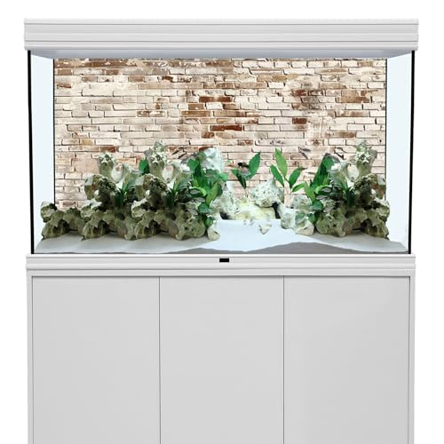 AWERT 36x24 inches Brick wall Aquarium Background Vintage Stone Brick Fish Tank Background Polyester Terrarium Background