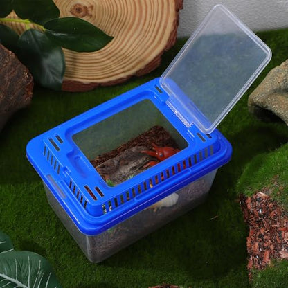 SEWACC Plastic Turtle Tank with Lid, Portable Aquarium Enclosure for Home and Travel, Clear Reptile Carrier Box for Goldfish and Lizards, Sturdy Pet Habitat