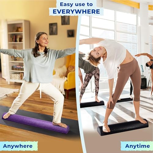 Yes4All High-Density EPP Half Round Back Roller Foam, Exercise Foam Roller for Yoga, Pilates & Stretching - 12, 18, 24, 36 inch - color: Black, style: 36 inch