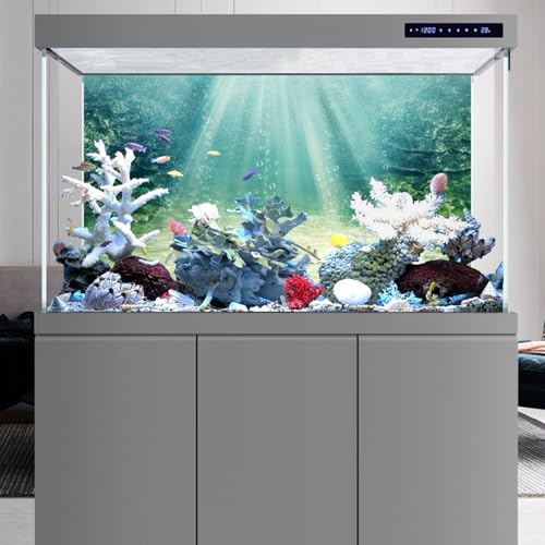 AWERT 48x20 inches Aquarium Background Aquatic Plant Bubble Underwater Ocean Floor Fish Tank Background Durable Polyester Background - size: 48x20in/120x50cm