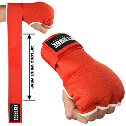 FISTRAGE Boxing Hand Wraps Inner Gloves for Punching, Elasticated Padded Bandages Under Mitts, Quick Long Wrist Support, Fist Protector, Great for MMA, Kickboxing, Martial Arts Training