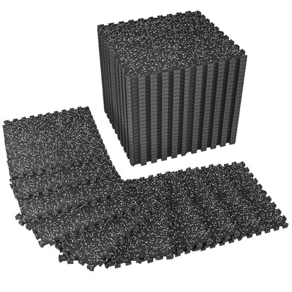 SUPERJARE 1" Extra-Thick Rubber Top Exercise Mat, Gym Flooring for Home Gym | Puzzle Gym Mat for Workout Equipment, Interlocking Floor Tiles with EVA Foam, 36 Pcs 144 Sq Ft, Black/Grey - size: 36 Tiles (144 Sq Ft)