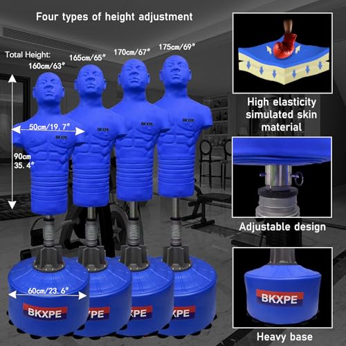 Punching Dummy Freestanding Silicone Punching Bag with Telescopic Height - color: Blue