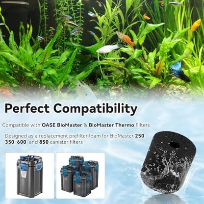 Aquarium Carbon Pre-Filter Foam Set Compatible with OASE BioMaster Filter, Canister Filter Sponge Replacement Media Pads for BioMaster Thermo 250 350 600 850, Fish Tank Pond Filter Parts, 6 Pack