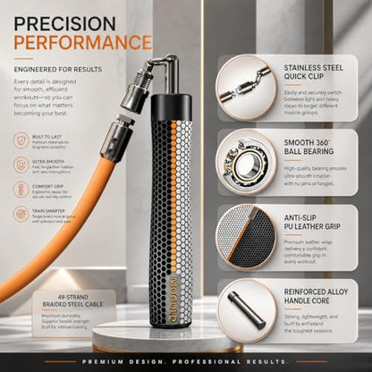 Weighted Jump Rope for Men Women -Interchangeable 1/5lb 1/4lb 1/2lb Heavy jump ropes - 360 Degree Spin - Length Adjustable,Ergonomics Leather Grip Skipping Rope for Fitness Weight Loss & More - color: White