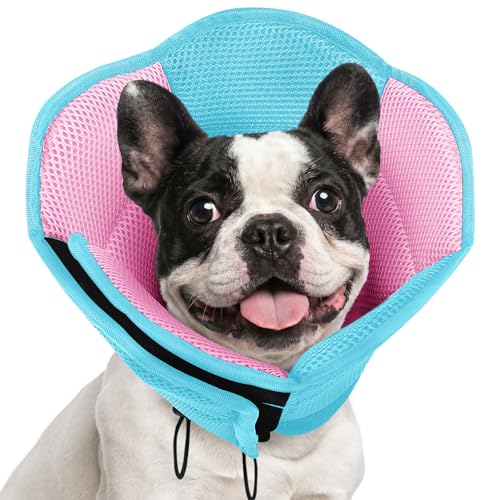 AOFITEE Dog Cone Adjustable Soft Cone for Dog to Stop Licking, BluePink S - color: BluePink, size: Small