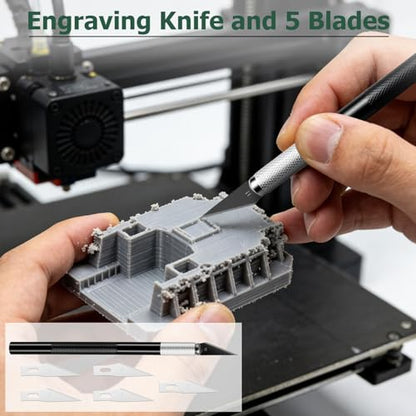 3D Printer Tools Kit Complete 3D Printer Accessories with Scrapers, Files, Tweezers, Brushes & More for Model Finishing Removing and Cleaning – Ideal for Beginners & 3D Printing Enthusiasts