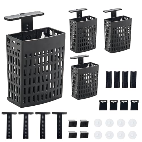 4pcs Upgraded Adjustable Aquarium Plant Holder，Fish Tank Plants Holder,Fish Tank Aquaponics Plant Cultivation and Aquarium Landscape Decoration with Hooks and Suction Cup (Black)