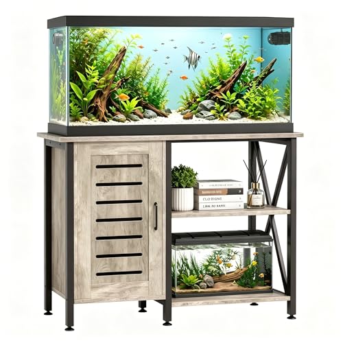 Herture 40-50 Gallon Fish Tank Stand, Aquarium Stand with Cabinet Accessories Storage, Heavy Duty Metal Frame, 40.55" L*18.89" W Tabletop, 1000LBS Capacity, Greige PG02YGZ