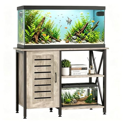 Herture 40-50 Gallon Fish Tank Stand, Aquarium Stand with Cabinet Accessories Storage, Heavy Duty Metal Frame, 40.55" L*18.89" W Tabletop, 1000LBS Capacity, Greige PG02YGZ