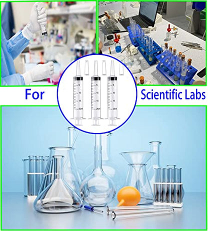 10 Pack 20ml Plastic Syringe, with Cap，Large Syringes Tools Catheter Tip Individually Sealed with Measurement for Scientific Labs, Measuring Liquids, Feeding Pets, Medical Student, Dispensing,No Needle.