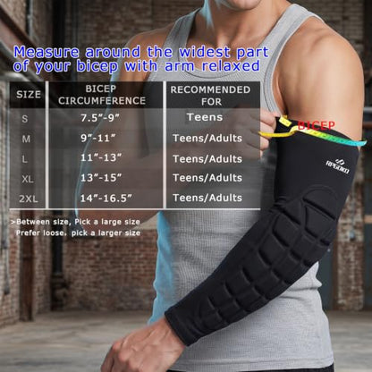 Padded Elbow Forearm Sleeves 2 Pack Compression Crashproof Arm Pads - size: X-Large