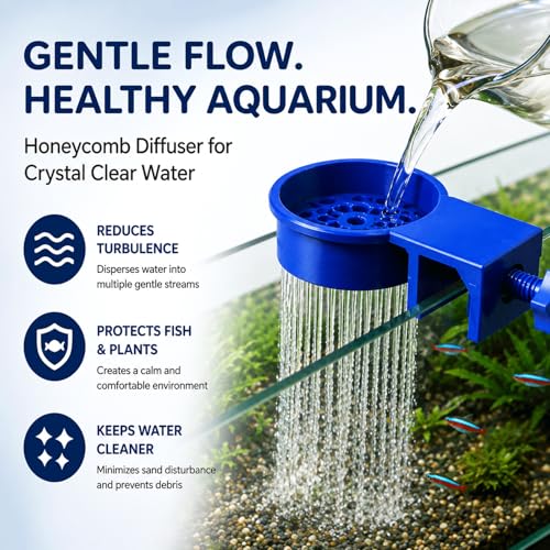 XL Water Change Diffuser, 3D Printed Aquarium Flow Buffer Compatible with Rimless or Rimmed Tanks, Stable Fish Tank Filler for Substrate Protection, Essential Maintenance Tool