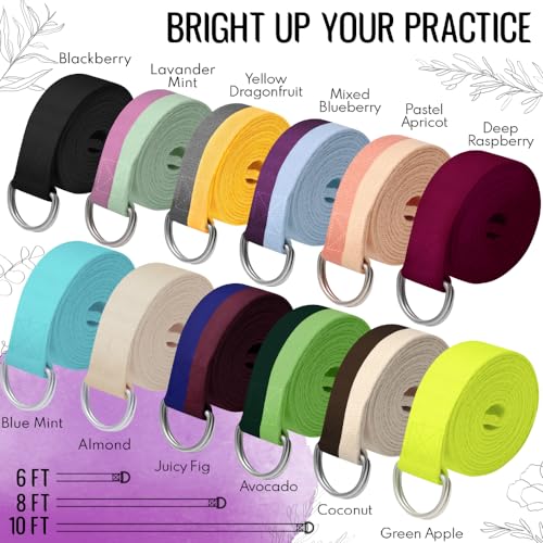 TECEUM 2 IN 1 Yoga & Mat Strap for Stretching – Cotton – 6/8/10 ft - color: Black, size: 10 ft