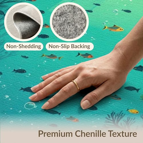 9'x12' Washable Modern Bubble Oversized Rug, Green Non-Shedding Pet Friendly Carpet for Master Suite, California King, Under Bed, Foldable Easy Care Mat | Ref:1910519