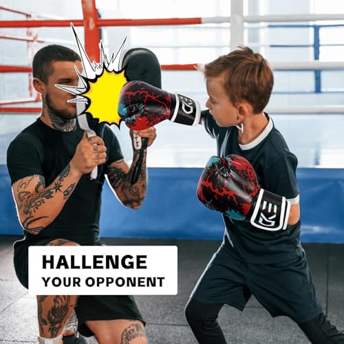 CKE Boxing Gloves for Kids Ages 5-12, Beginner Punch Bag Training Gloves - color: Red/Black